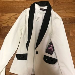 Almost famous sequin black and white blazer